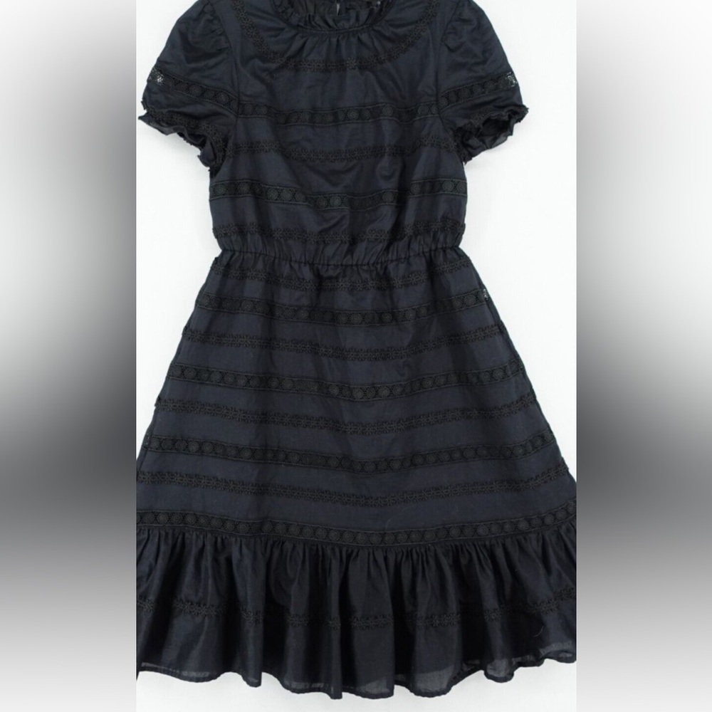 J Crew short puff sleeved flower and embroidered striped dress - Picture 3 of 14